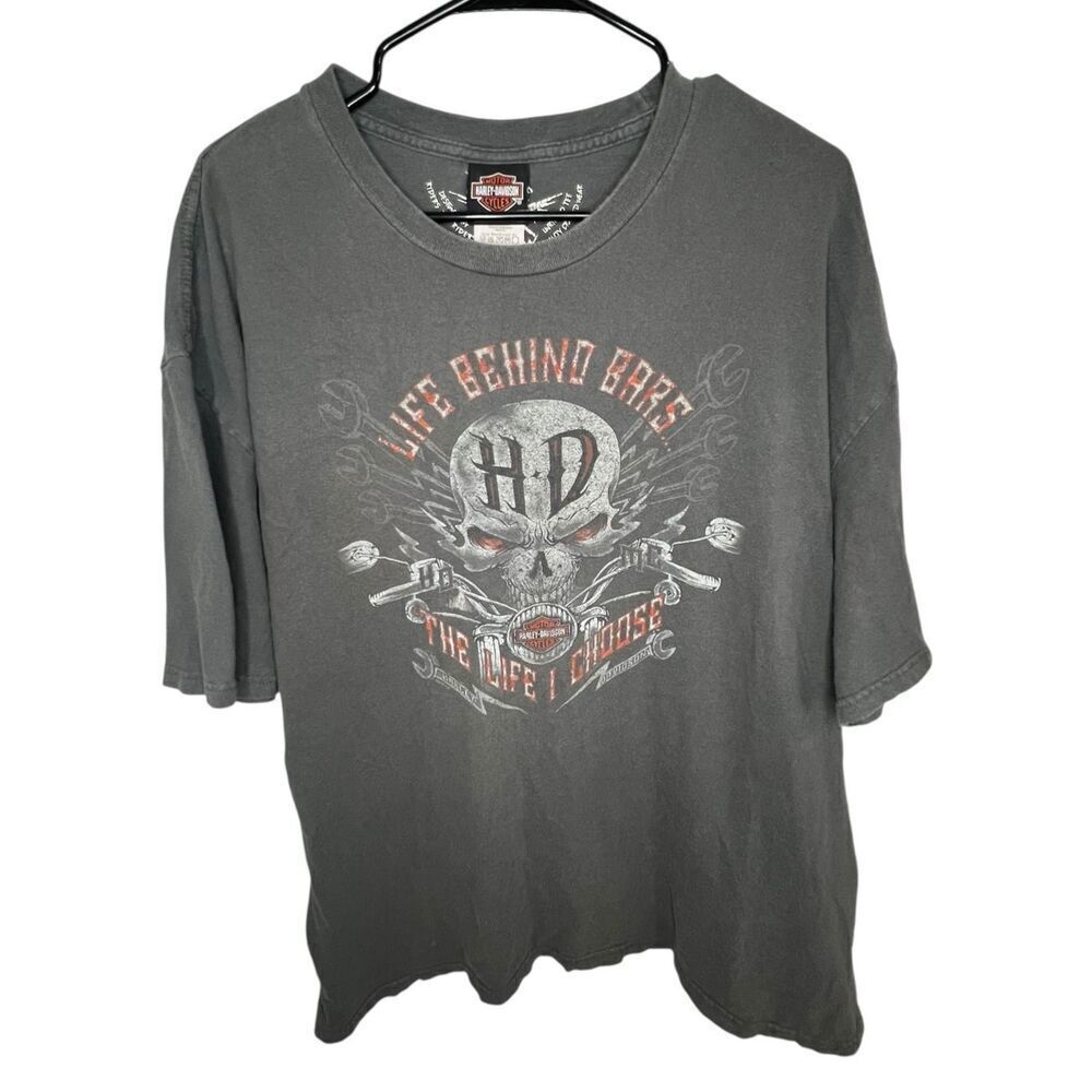 Harley Davidson Skull Graphic Short Sleeve Cotton T-Shirt
